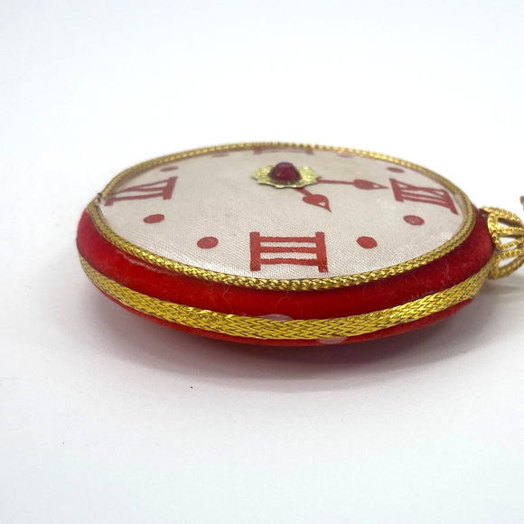 Vintage Frankel Clock Ornaments Red Green Felt 2-1/2 inches - Picture 7 of 15